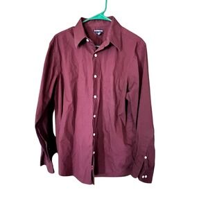 CROFT AND BARROW Mens Large Burgundy Long Sleeve Button Down Dress Shirt